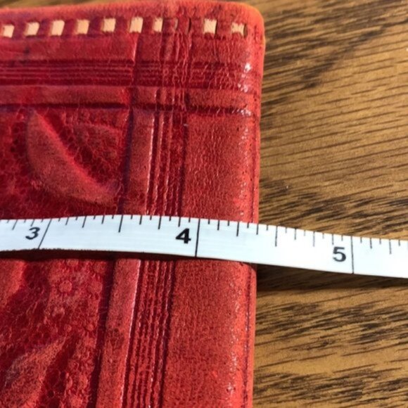 Vintage Hand Tooled Buttery Soft Red Moroccan Leather Wallet Billfold - Picture 8 of 8